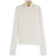 Scotch & Soda Kläder Scotch & Soda damer Core Roll Up Neck Långärmad T-shirt, Off White 0001