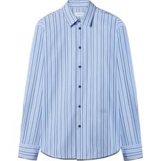 Off-White Men Shirts Off-White zip-embellished striped cotton shirt men Cotton Blue