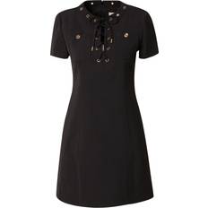 Crepe Lace-Up Dress - Black