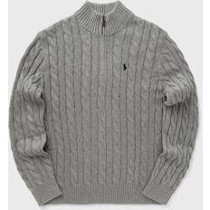 Cotton Cable Half Zip Trui - Grijs