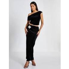 Velvet Skirts Quiz Black Velvet Corsage Maxi Skirt