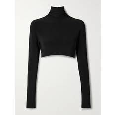 Poliéster Blusas Norma Kamali Long Sleeve Crop Top Black