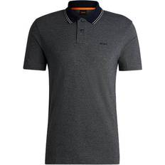 Orange Polo Shirts BOSS Logo-print polo shirt in Oxford-piqué cotton Dark Grey