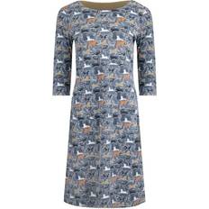 Clothing Weird Fish Womens/Ladies Starshine Dog Organic Cotton Dress (Blue Mirage)