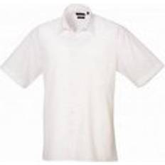 Fabric - Men Shirts Premier (15.5in, White) Mens Short Sleeve Poplin Shirt