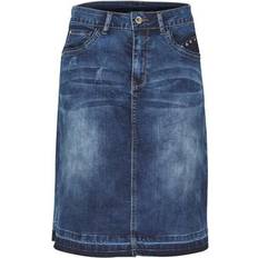 Jeanskjolar - Vita Cream Jeansrock Frau Patched Bleu