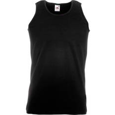 Black - Men Tank Tops Fruit of the Loom (M, Black) Mens Athletic Sleeveless Vest Tank Top