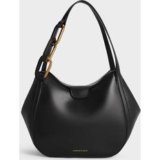 Charles & Keith Kora Metallic-Accent Tote Bag Black