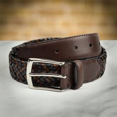 Dents (Medium) Mens Stretch Plaited Leather Belt Brown/Navy