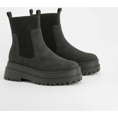 Wide Fit Chunky Elastic Panel Detail Chelsea Boots - Black