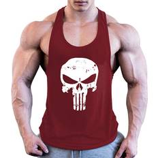 Brown - Men Tank Tops Sexydance (Claret, XL) Men's Skull Printed Fitness Bodybuilding Tank Top Vest Sleeveless Shirt T-Shirt Brown