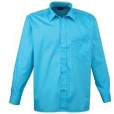 Clothing Premier Mens Poplin Long-Sleeved Shirt (Turquoise)