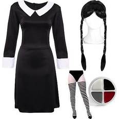 I Love Fancy Dress Gothic daughter costume ladies halloween fancy dress black outfit wednesday