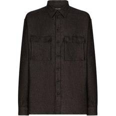 Dolce & Gabbana Brown Shirts Dolce & Gabbana Textured linen Hawaiian shirt brown