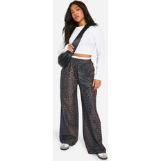 Multicoloured - Women Trousers & Shorts boohoo Womens Petite Leopard Contrast Waistband Trouser - Multi