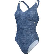 Speedo Shaping Printed V Neck Badeanzug Damen spruce blue blau