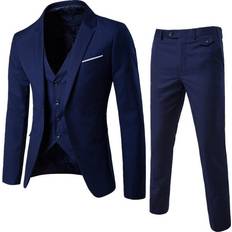 momohippo (XX-Large, dark blue) Men Suits Pieces Regular Slim Fit Wedding Formal Suit One Button Icluding Jackets Waistcoat Trousers