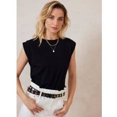 Mint Velvet Mint Velvet Black Cotton Extended T Shirt L, BLACK