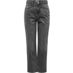 Tøj Only Onlrobyn Mellemhøj Talje Straight Fit Jeans - Grå