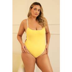 Nylon Swimsuits Dippin' Daisy's Women's Soul Scoop Neck High Waist One Piece Yellow Sunshine