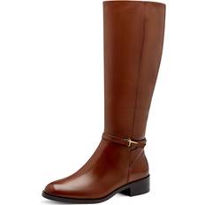 Tamaris Damen Hohe Stiefel Tamaris Katrina Low Heeled Leather Knee Boot Cognac