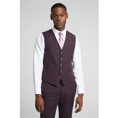 Men - Purple Suits Antique Rogue Slim Fit Plain Waistcoat Purple 46R