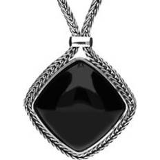 Necklaces sale C. W. Sellors Sterling Silver Foxtail Whitby Jet Cushion Necklace D - Silver