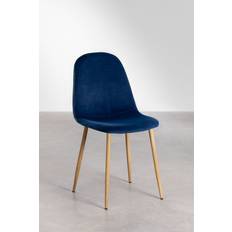 Fluweel Stoelen Sklum Fluwelen Eetkamerstoel Glamm Blauw Natuurlijk Hout