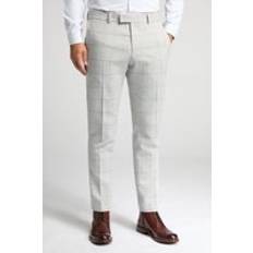 Slim Fit Check Tweed Trousers Beige 36R