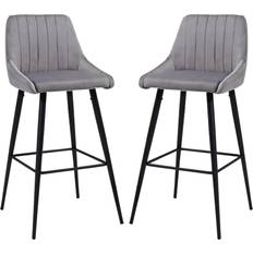 NOVECRAFTO Breakfast Light Grey Bar Stool 95cm 2pcs