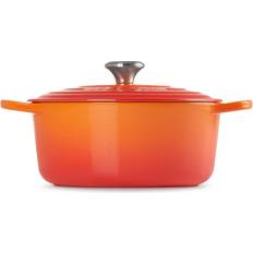 Støpejern Kasseroller & Stekepanner Le Creuset Volcanic Signature Cast Iron Round med lokk 5.3 L 26 cm