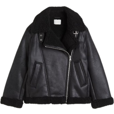 H&M Oversized Jacket with Teddy Fleece - Black