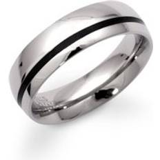 Unique & Co. Steel Ring with Black Enamel 6mm Black/Silver