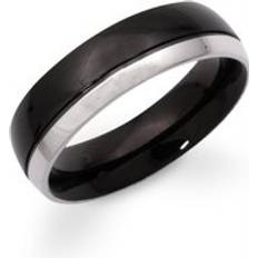 Unique & Co. Stainless Steel Black Plated Ring 6mm Black/Silver