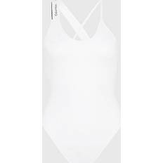 H Badedragter Calvin Klein Halter Neck Swimsuit CK Meta Legacy White