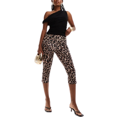 Leopard - Women Trousers River Island High Waisted Leopard Cropped Leggings - Brown