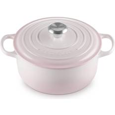 Le creuset signature gryde 24cm Le Creuset Shell Pink Signature Cast Iron Round med låg 24cm