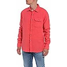 Mies Paidat ale Replay Linen Shirt - Coral Red