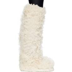 44 - Blanc Bottes hautes Moncler White Beverly High Shearling Tall Boots 034 Silk White IT