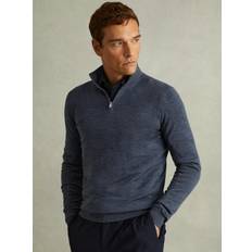 Reiss Blackhall Merino Wool Half Zip Funnel Neck Jumper, Airforce Blue