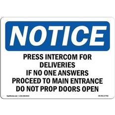 Office Supplies SignMission OSHA Notice Sign 12 x 18 in - Press Intercom for Deliveries If No One