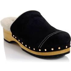 Natural - Women Clogs Free People Women's Oak Cozy Clog Mules Black Suede