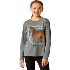 Ariat Kid's Champion Pony T-Shirt Long Sleeve in Heather Grey, Medium