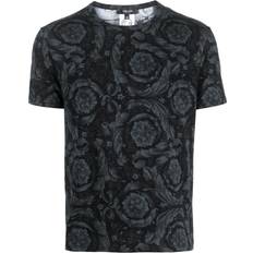 Versace T-shirts Versace baroque-print cotton T-shirt men Spandex/Elastane/Cotton Black