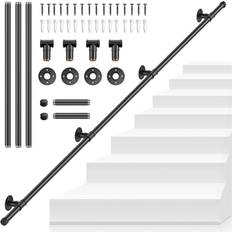 Vencier 3M Metal Stair Handrail Indoor And Outdoor Wall Mounted Non-Slip Steel Pipe Handrail Towel Rack Satin Black