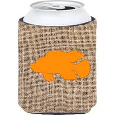 Orange Bottle Coolers CoolCookware Tropical Fish Burlap and Orange Can or Bottle Cooler