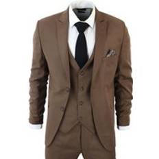 Brown - Men Suits IM1 Classic Plain Piece Suit Brown 44R