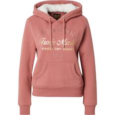 Superdry Damen Pullover Superdry Hoodie Damen Luxe Metallic Logo Rose