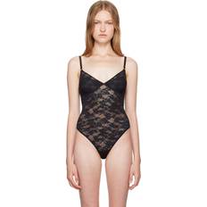 Silk Shapewear & Under Garments Fleur Du Mal Black 'Le Stretch Lace Wireless' Bodysuit