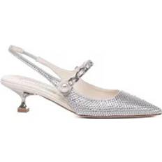 Viskos Pumps Miu Miu Silver Rhinestone Slingback Klackar - Grå
